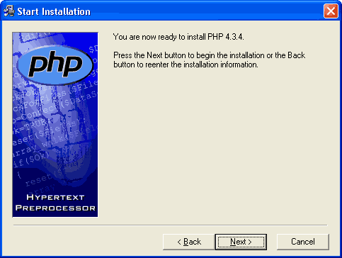 Начало автоматической установки PHP